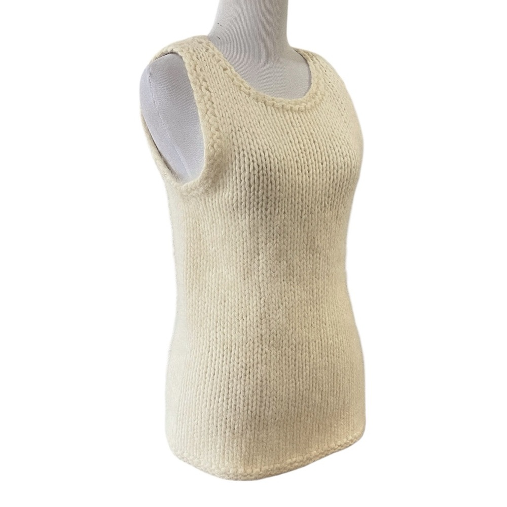 VTG LINDA ALLARD ELLEN TRACY ANGORA FUZZY KNIT SLEEVELESS SWEATER IVORY SIZE L